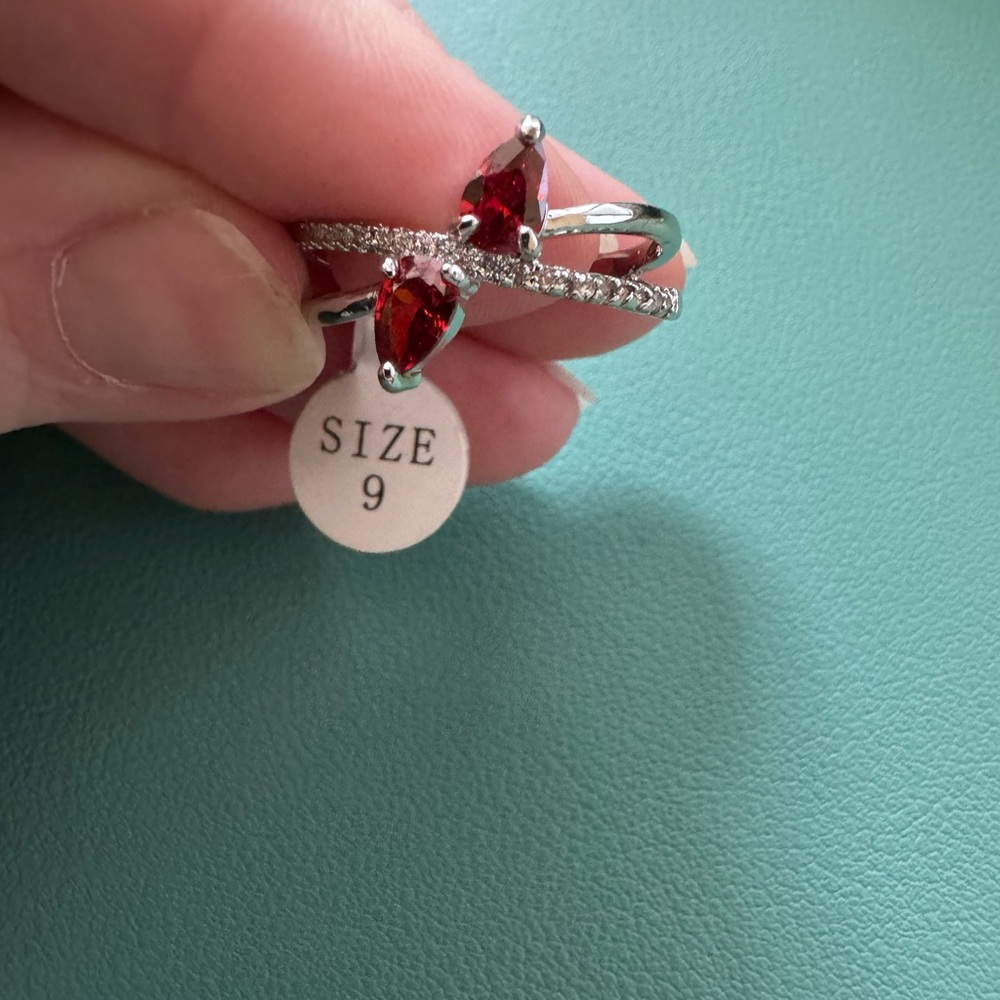 Fragrant Jewels Red and Silver size 9 ring NWT